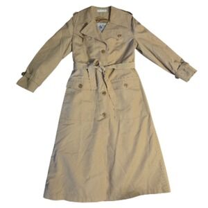 VTG Misty Harbor Long Trench Raincoat Beige w/Belt Zip Out Liner Sz8 Mariner III